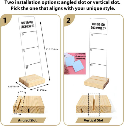 Monitor Memo Board with Removable Wooden Base Acrylic Portable Sticky Note Holder, It is Okay to Acrylic Message Board Sign, Office Desk Desk Set Sticky Notes 100 Sheets