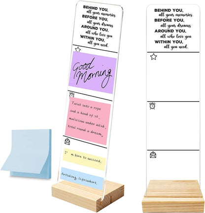 Monitor Memo Board with Removable Wooden Base Acrylic Portable Sticky Note Holder, It is Okay to Acrylic Message Board Sign, Office Desk Desk Set Sticky Notes 100 Sheets