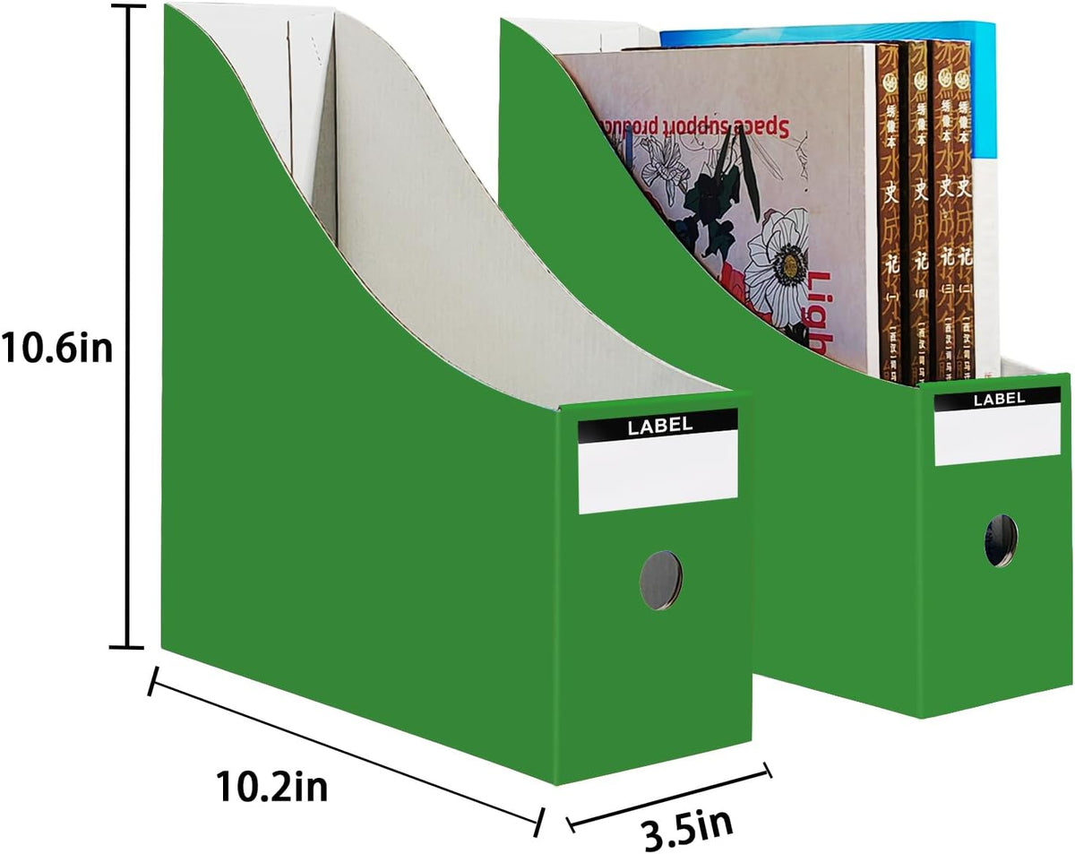 Limitliho 24 Pack Black Cardboard Magazine Holder, Sturdy Book Bins for Classroom Library, 10.6'' ×10.2'' ×3.5'' Inch Vertical File Folder Box