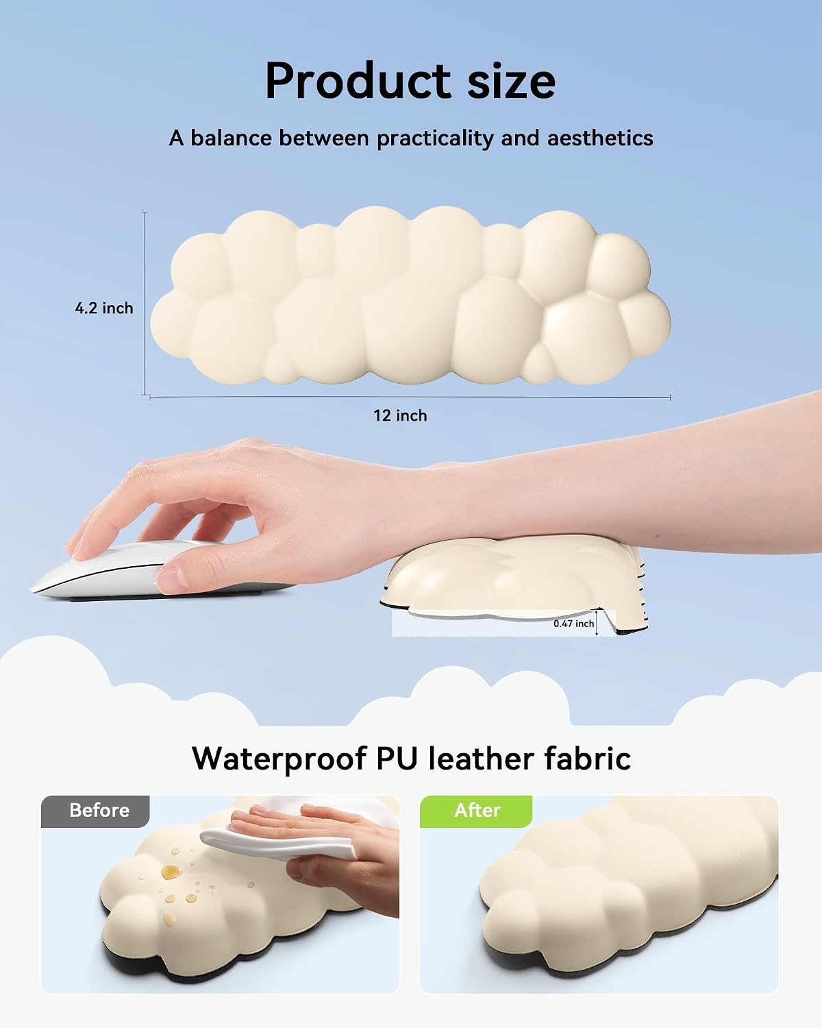 Laborio Elbow Pad for Desk, 2-Pack L-Shaped Desk Edge Arm Rest Cloud Wrist Rest, Non-Slip Memory Foam Wrist Pads, Black Wrist Support for Keyboard, Mouse, Laptop
