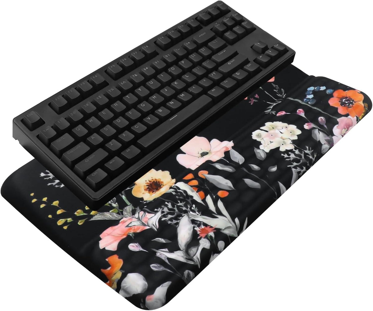 Computer Keyboard Stand with Wrist Rest, Ergonomic Tilted Keyboard Holder - Keyboard Riser with Wrist Pad - Keyboard Tray Support for Office Home - Black