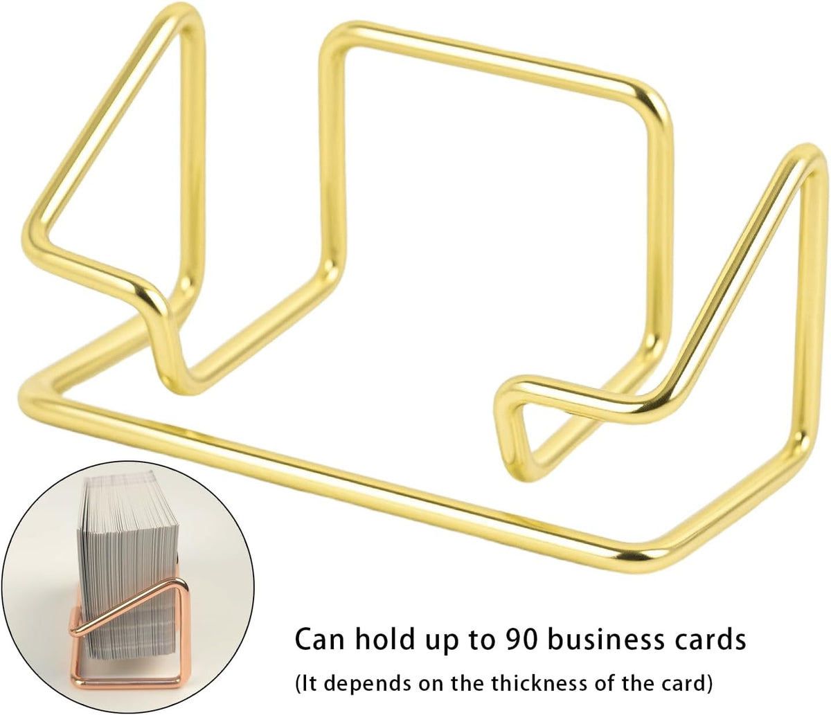 Metal Business Card Holder for Desk, Cute Card Display Stand, Compatible with Various Countertops, Gold