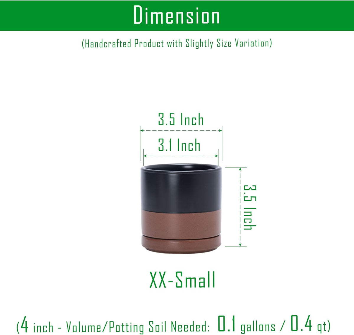 D'vine Dev 4.7 Inch Ceramic Planter Pot with Drainage Hole and Saucer, Indoor Cylinder Round Planter Pot, Teal, 94-O-B-9
