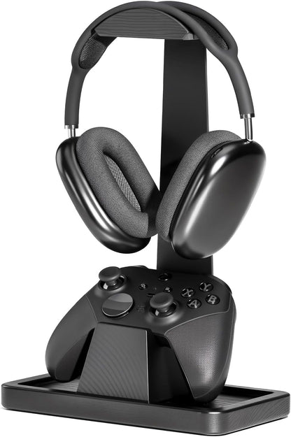 UPERGO Solid Wood Headphone Stand with Controller Holder for Desk | Natural Solid Wood, Holds 1 Headset & 1 Controller, Gamer Gifts for Men, Gaming Desk Accessories for PS5/Xbox/Switch