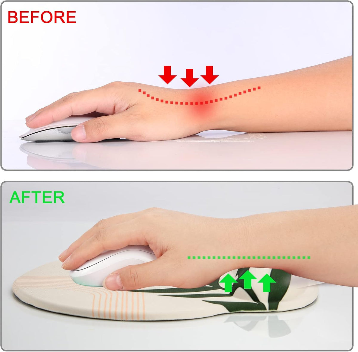 Ergonomic Mouse Pad with Wrist Support Rest,Large Mousepad Gel Wrist Rest, with Coaster Non-Slip & Pain Relief for Computer, Desk, Home&Office-Beach - Colors B