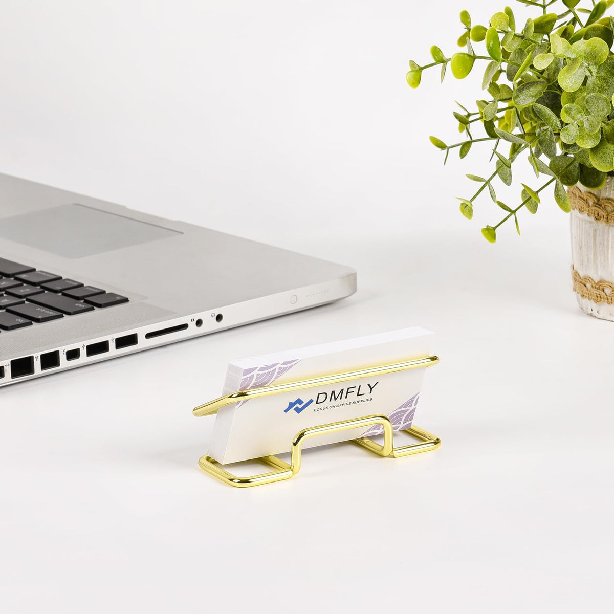Metal Business Card Holder for Desk, Cute Card Display Stand, Compatible with Various Countertops, Gold