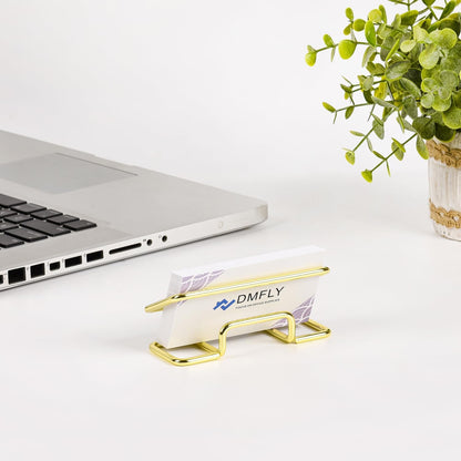 Metal Business Card Holder for Desk, Cute Card Display Stand, Compatible with Various Countertops, Gold