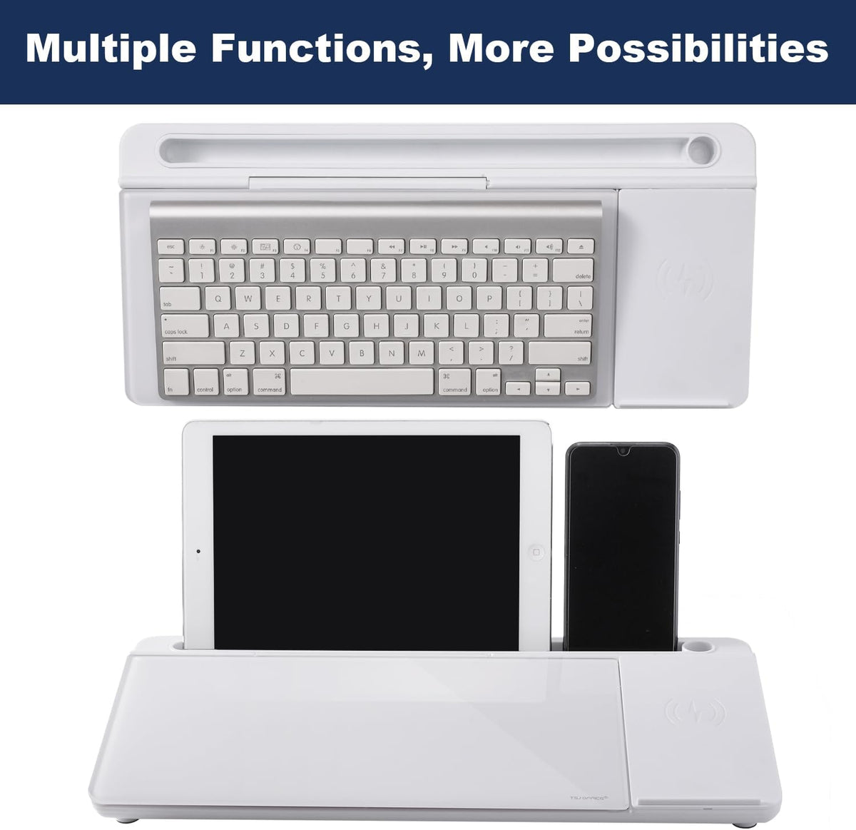 TSJ OFFICE Desktop Whiteboard Dry-Erase-Board - Computer Keyboard Stand White Board Surface Pad with Drawer, Desk Organizers with Accessories for Office, Home, School Supplies - Black