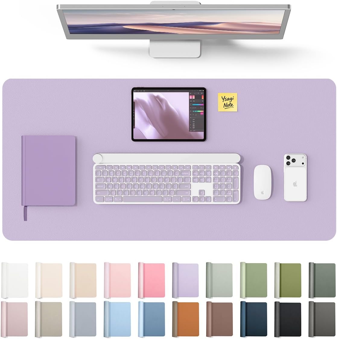 YSAGi Leather Desk Pad Protector, Office Desk Mat, Large Mouse Pad, Non-Slip PU Leather Desk Blotter, Waterproof Laptop Desk Writing Pad for Office and Home (23.6" x 13.8", Eggshell) - Colors B