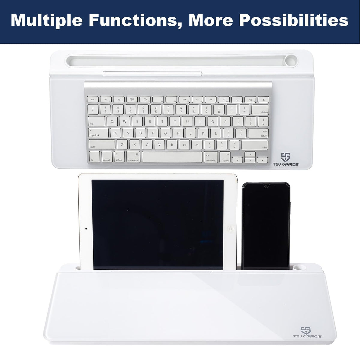 TSJ OFFICE Desktop Whiteboard Dry-Erase-Board - Computer Keyboard Stand White Board Surface Pad with Drawer, Desk Organizers with Accessories for Office, Home, School Supplies - Black