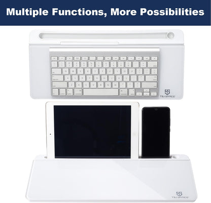 TSJ OFFICE Desktop Whiteboard Dry-Erase-Board - Computer Keyboard Stand White Board Surface Pad with Drawer, Desk Organizers with Accessories for Office, Home, School Supplies - Black