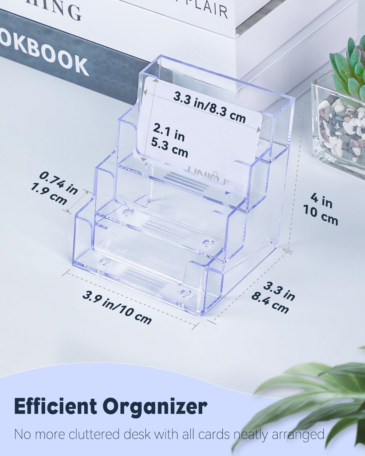Uniclife Acrylic Business Card Holder for Desk 1 Slot Clear Business Card Display Stand for Men & Women Desktop Business Card Organizer Card Stand for Office Home Exhibition, 60 Card Capacity