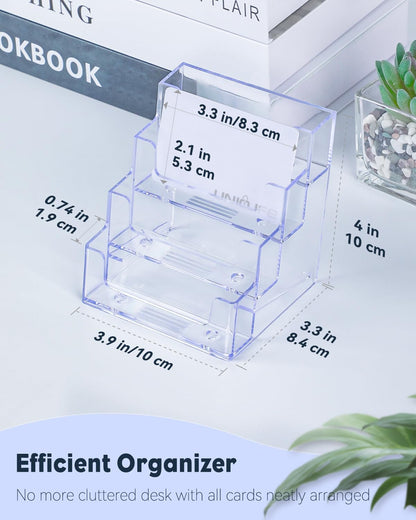 Uniclife Acrylic Business Card Holder for Desk 1 Slot Clear Business Card Display Stand for Men & Women Desktop Business Card Organizer Card Stand for Office Home Exhibition, 60 Card Capacity