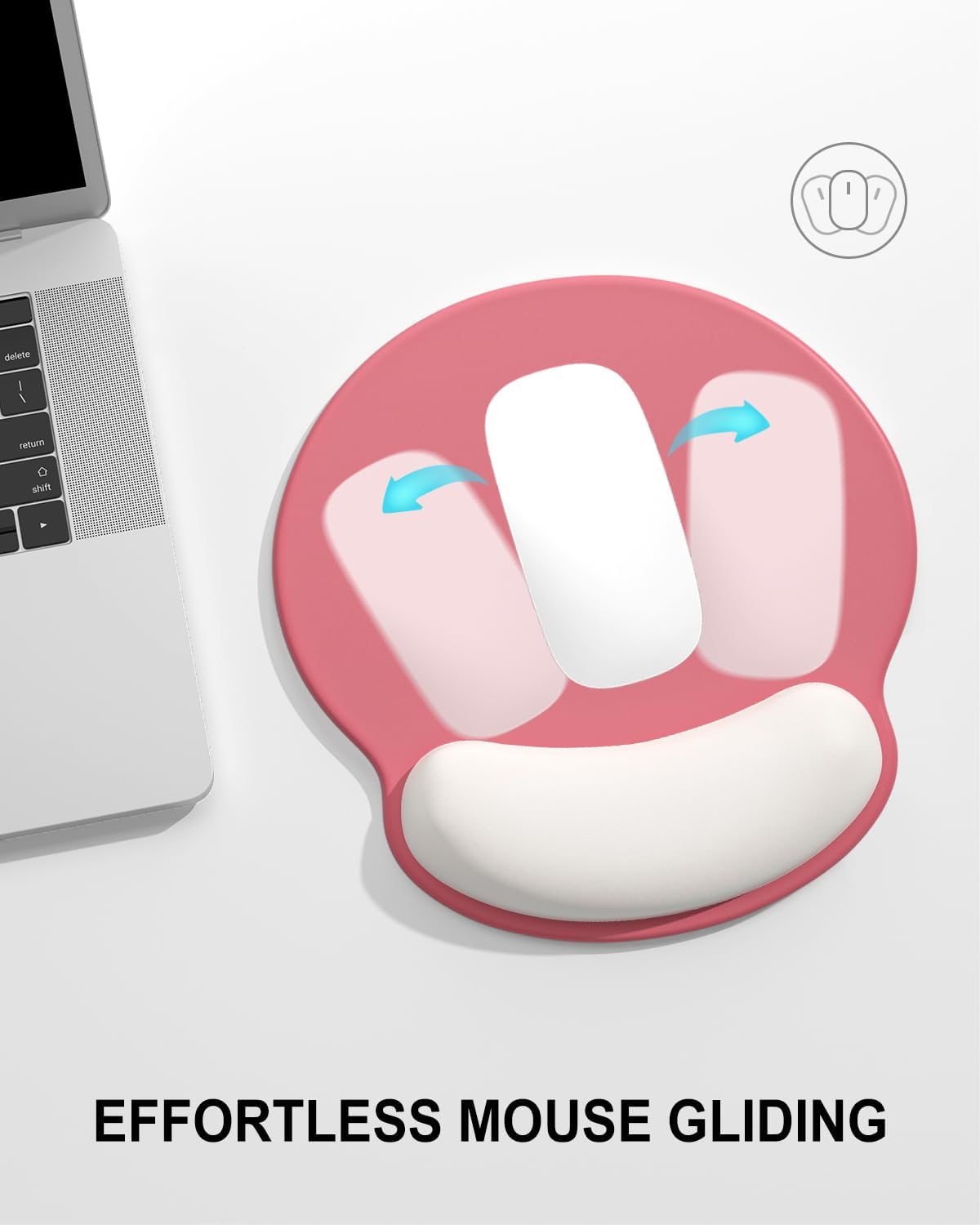 Ergonomic Mouse Pad with Wrist Rest, Comfortable Silicone Non-Slip Computer Pain Relief Gel Mouse Mat with Wrist Support for Gaming, Work, Office, Women & Men, Cute Pattern, Beige