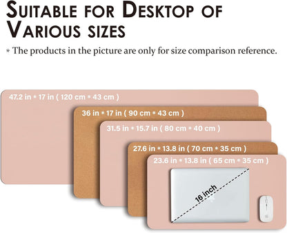 Large Cork Desk Mat - 47.2"x 17" Desk Pad for Office and Home - Ideal for Large Mouse Pad and Desk Mats on Top of Desks(Dark Green)