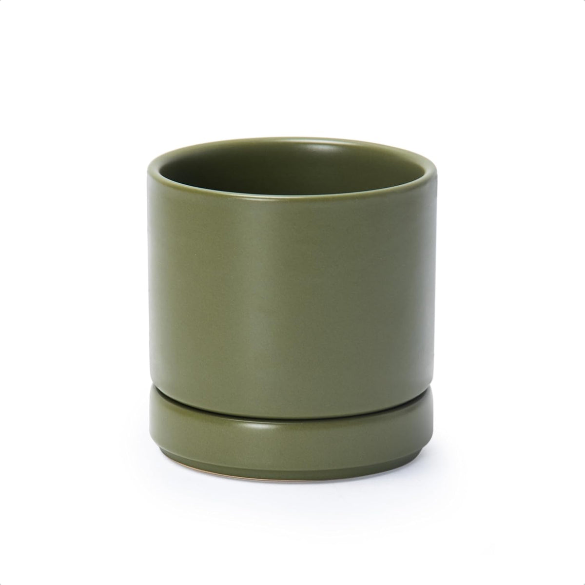 D'vine Dev 4.7 Inch Ceramic Planter Pot with Drainage Hole and Saucer, Indoor Cylinder Round Planter Pot, Teal, 94-O-B-9