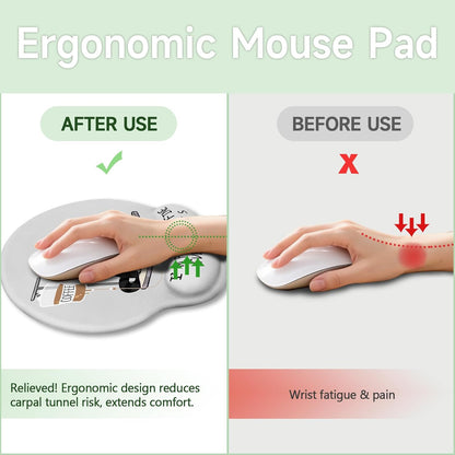 Funny Ergonomic Mouse Pad with Wrist Rest, Cat Desk Decor Gifts - Colors A