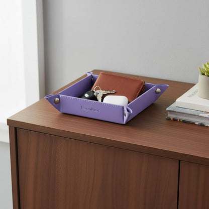 Small Valet Tray, Jewelry Tray for Rings Watches Earrings, Entryway Catchall Caddy for Coins Keys Change, Nightstand Bedside Valet Holder, Trays for Electronic Gadgets, Beige - Colors A