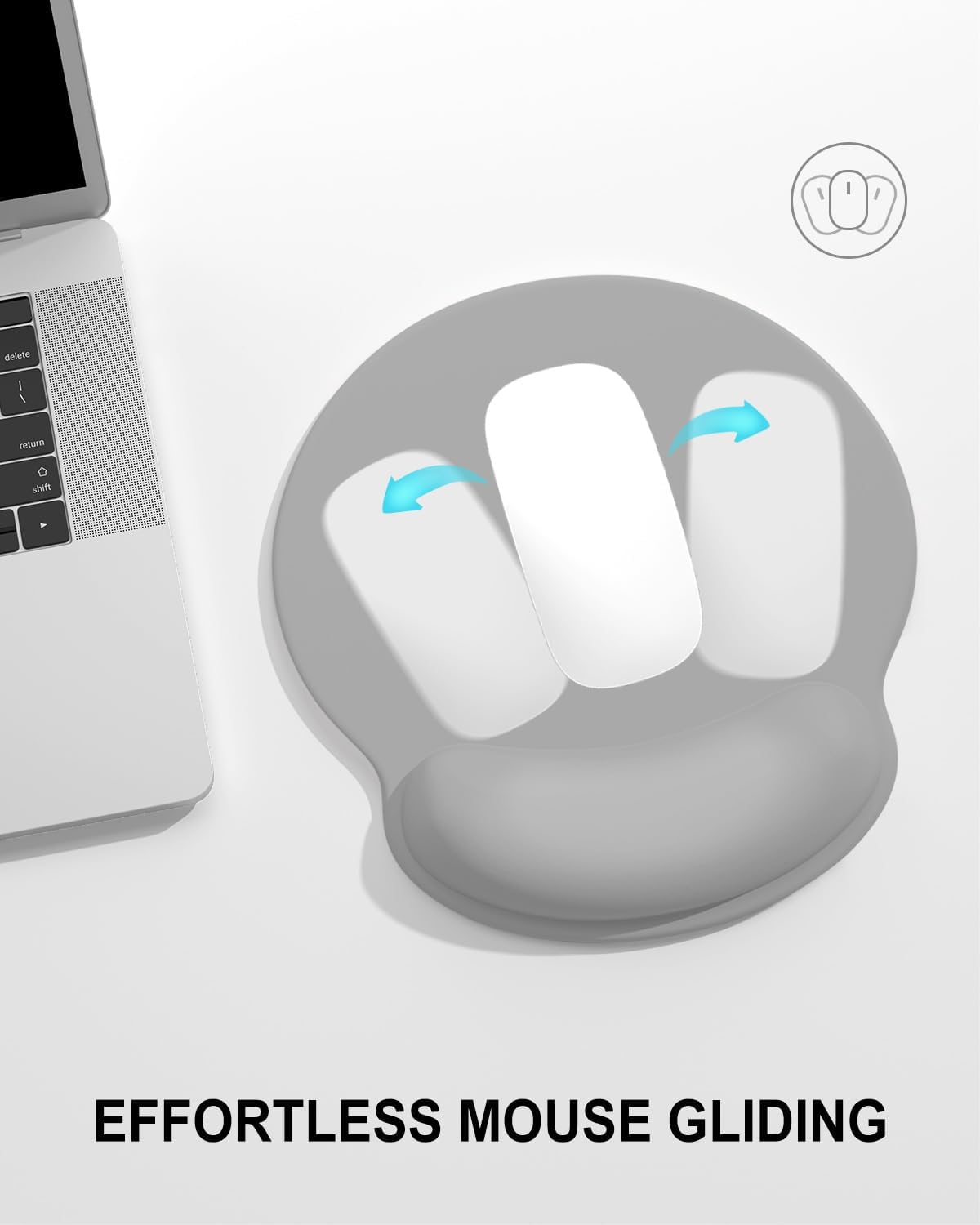 Ergonomic Mouse Pad with Wrist Rest, Comfortable Silicone Non-Slip Computer Pain Relief Gel Mouse Mat with Wrist Support for Gaming, Work, Office, Women & Men, Cute Pattern, Beige