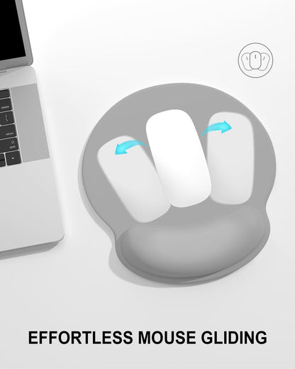 Ergonomic Mouse Pad with Wrist Rest, Comfortable Silicone Non-Slip Computer Pain Relief Gel Mouse Mat with Wrist Support for Gaming, Work, Office, Women & Men, Cute Pattern, Beige