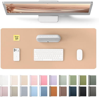 YSAGi Leather Desk Pad Protector, Office Desk Mat, Large Mouse Pad, Non-Slip PU Leather Desk Blotter, Waterproof Laptop Desk Writing Pad for Office and Home (23.6" x 13.8", Eggshell) - Colors B