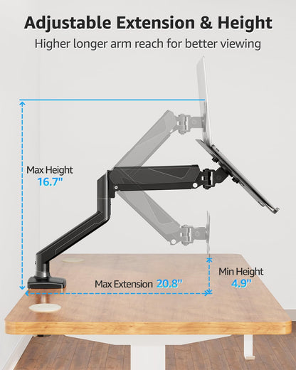 Dual Monitor Stand fits up to 32 inch, 4.4-19.8 lbs Computer Screens, Dual Monitor Desk Mount Height Adjustable, Monitor Arms for 2 Monitors, Home Office VESA Mounts, Freelift White