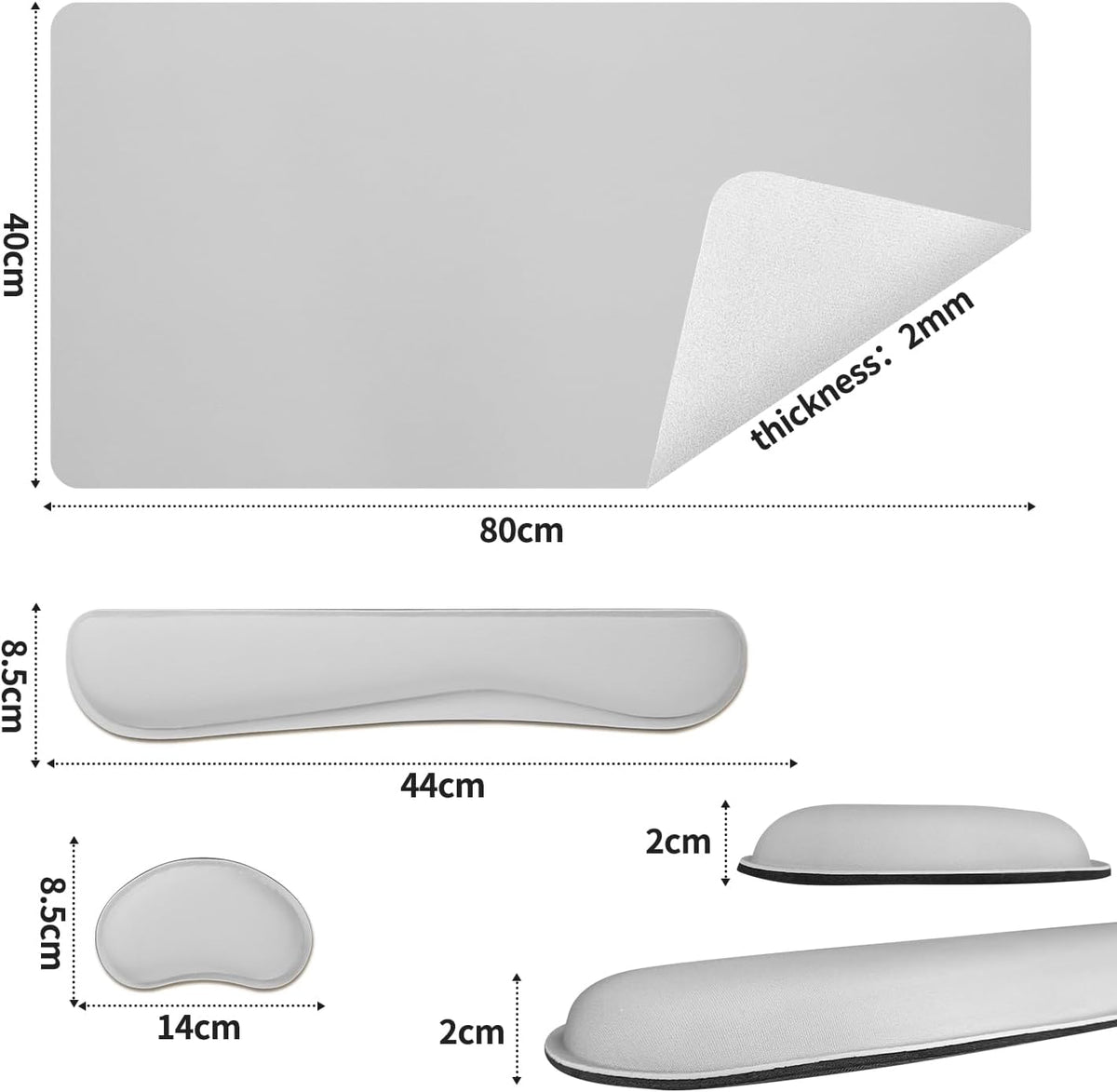 Bloss Leather Desk Pad and Keyboard Wrist Rest, Large Mouse Pad + Keyboard Pad+Mouse Wrist Support, Non-Slip Desk Mat Protector for Office, Home(31.5×15.7 Inches,Beige) - Colors B