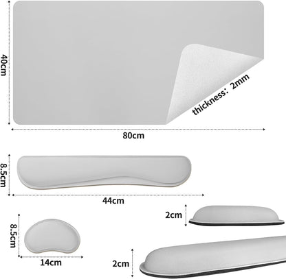 Bloss Leather Desk Pad and Keyboard Wrist Rest, Large Mouse Pad + Keyboard Pad+Mouse Wrist Support, Non-Slip Desk Mat Protector for Office, Home(31.5×15.7 Inches,Beige) - Colors B