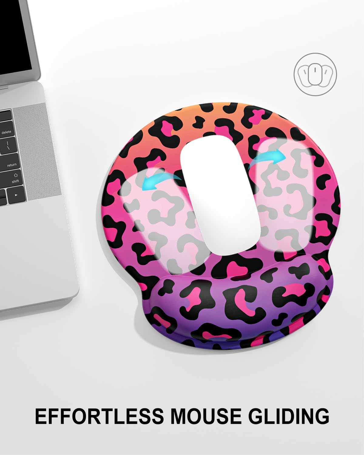 Ergonomic Mouse Pad with Wrist Rest, Comfortable Silicone Non-Slip Computer Pain Relief Gel Mouse Mat with Wrist Support for Gaming, Work, Office, Women & Men, Cute Pattern, Beige