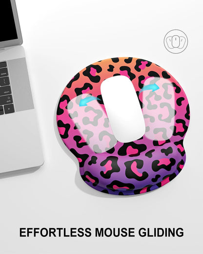 Ergonomic Mouse Pad with Wrist Rest, Comfortable Silicone Non-Slip Computer Pain Relief Gel Mouse Mat with Wrist Support for Gaming, Work, Office, Women & Men, Cute Pattern, Beige