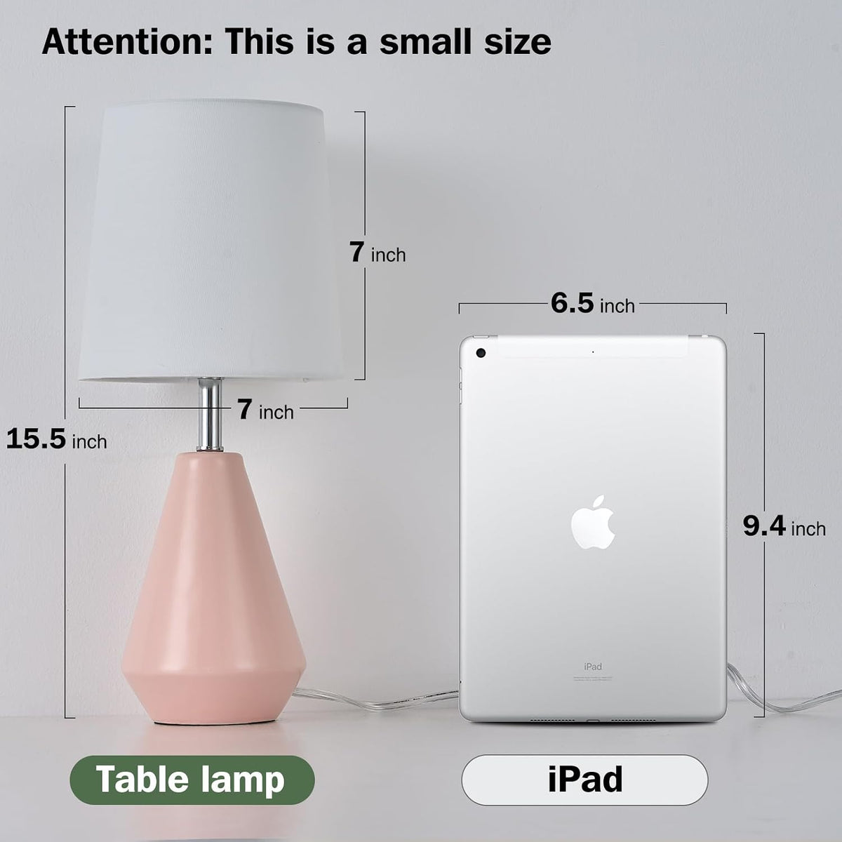Small Bedside Table Lamp for Bedroom - Reading Desk Lamp with 3 Color Temperatures，15.5" Nightstand Ceramic Lamp with Fabric Shade for Kids Room,Living Room,Dorm,Home Office (Green)