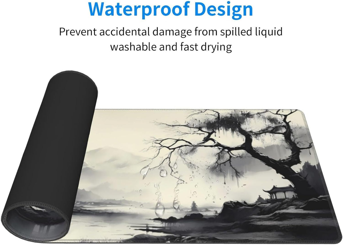 Japanese Mouse Pad, Large Japanese Desk Mat, XL Anime Gaming Keyboard Mat, Non-Slip Rubber Base, Big Extended Desk Protector for Home Office, 31.5”x11.8”