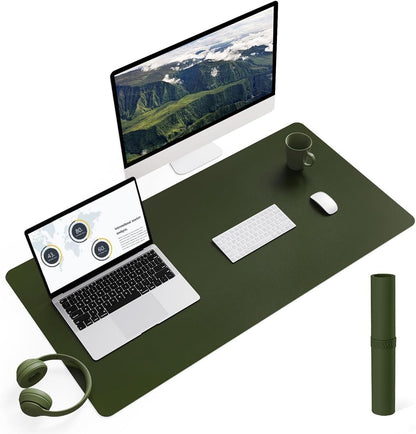 YSAGi Non-Slip Leather Desk Pad, Waterproof Laptop Computer Desk Keyboard Mat, Table Protector Blotter Mat, Large Mouse Pad for Office/Work/Home/Decor(Dark Brown, 31.5" x 15.7")