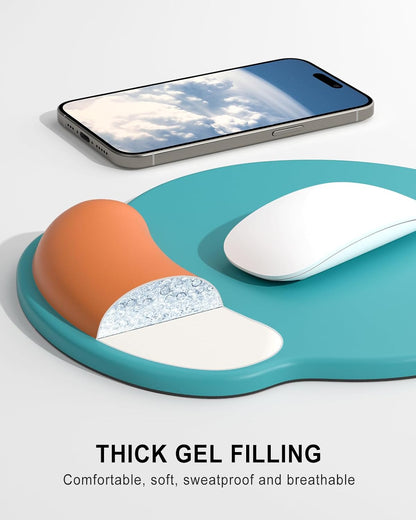 Ergonomic Mouse Pad with Wrist Rest, Comfortable Silicone Non-Slip Computer Pain Relief Gel Mouse Mat with Wrist Support for Gaming, Work, Office, Women & Men, Cute Pattern, Beige