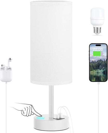 Dicoool Bedside Table Lamp for Bedroom - 3-Way Dimmable Touch Lamp, USB A+C