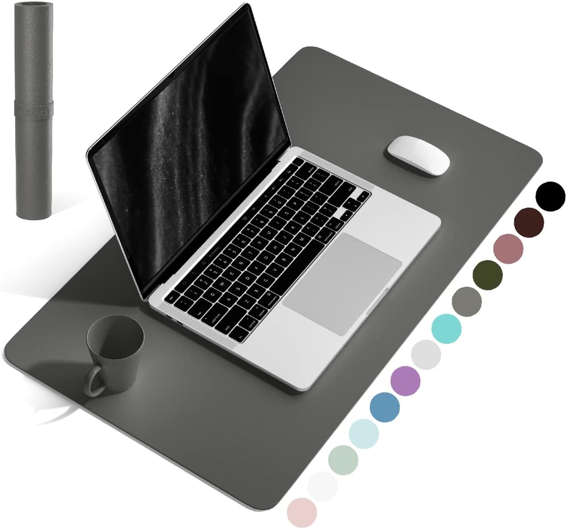 YSAGi Non-Slip Leather Desk Pad, Waterproof Laptop Computer Desk Keyboard Mat, Table Protector Blotter Mat, Large Mouse Pad for Office/Work/Home/Decor(Dark Brown, 31.5" x 15.7")