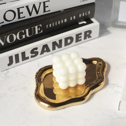 Jewelry Dish Trinket Tray for Women, Ring Dish Holder, Unique Cloud Shape Ceramic Plate Cute Things Vanity Aesthetic Room Decor Mother's Day Birthday (White)