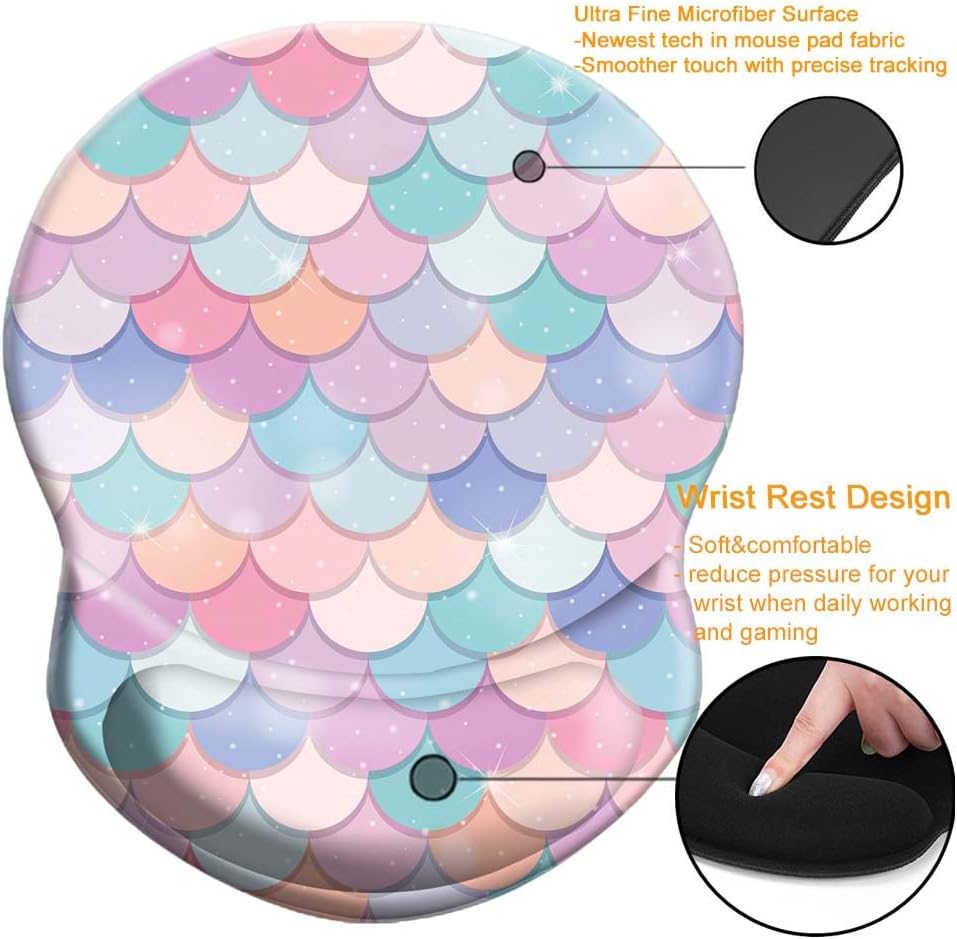 Wrist Support Mouse Pad Anti Slip Rubber Wrist Rest Mousepad 9in X 8in Small Desktop Notebook Mouse Mat for Working and Gaming (M-Pink Floral)