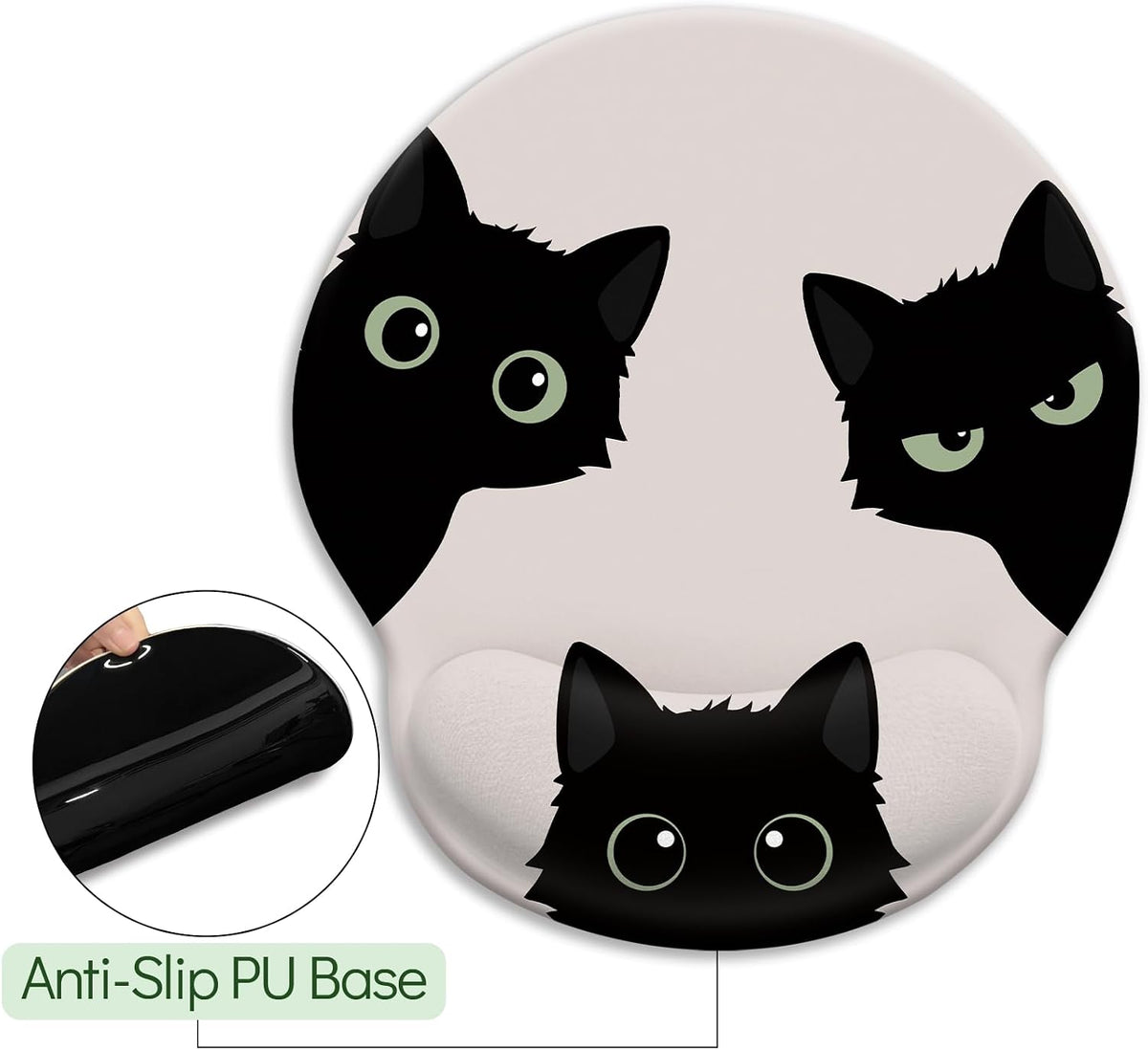 LIMKRIAN Cat Ergonomic Mouse Pad with Wrist Rest, Gaming Mouse Pad with Wrist Support, Funny Mouse Pads for Desk, Computer Mousepad with Non-Slip Pain Relief PU Base, Cute Office Desk Accessories - Colors B