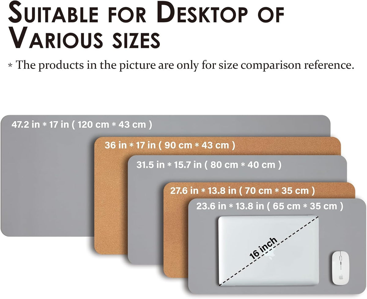 Large Cork Desk Mat - 47.2"x 17" Desk Pad for Office and Home - Ideal for Large Mouse Pad and Desk Mats on Top of Desks(Dark Green)
