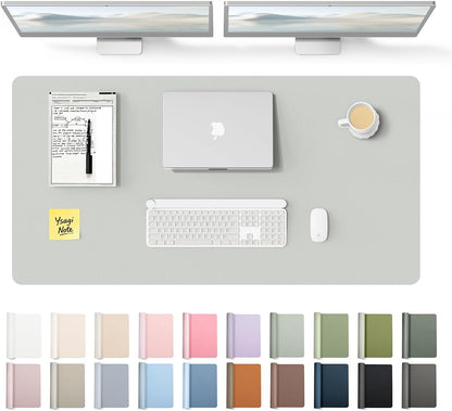 YSAGi Leather Desk Pad Protector, Office Desk Mat, Large Mouse Pad, Non-Slip PU Leather Desk Blotter, Waterproof Laptop Desk Writing Pad for Office and Home (23.6" x 13.8", Eggshell) - Colors A