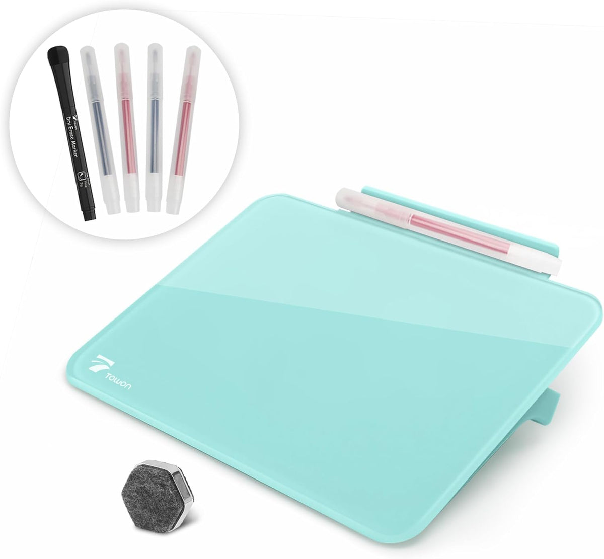 Small Glass Desktop Whiteboard Dry-Erase, Mini Pure Glass Whiteboard Stand