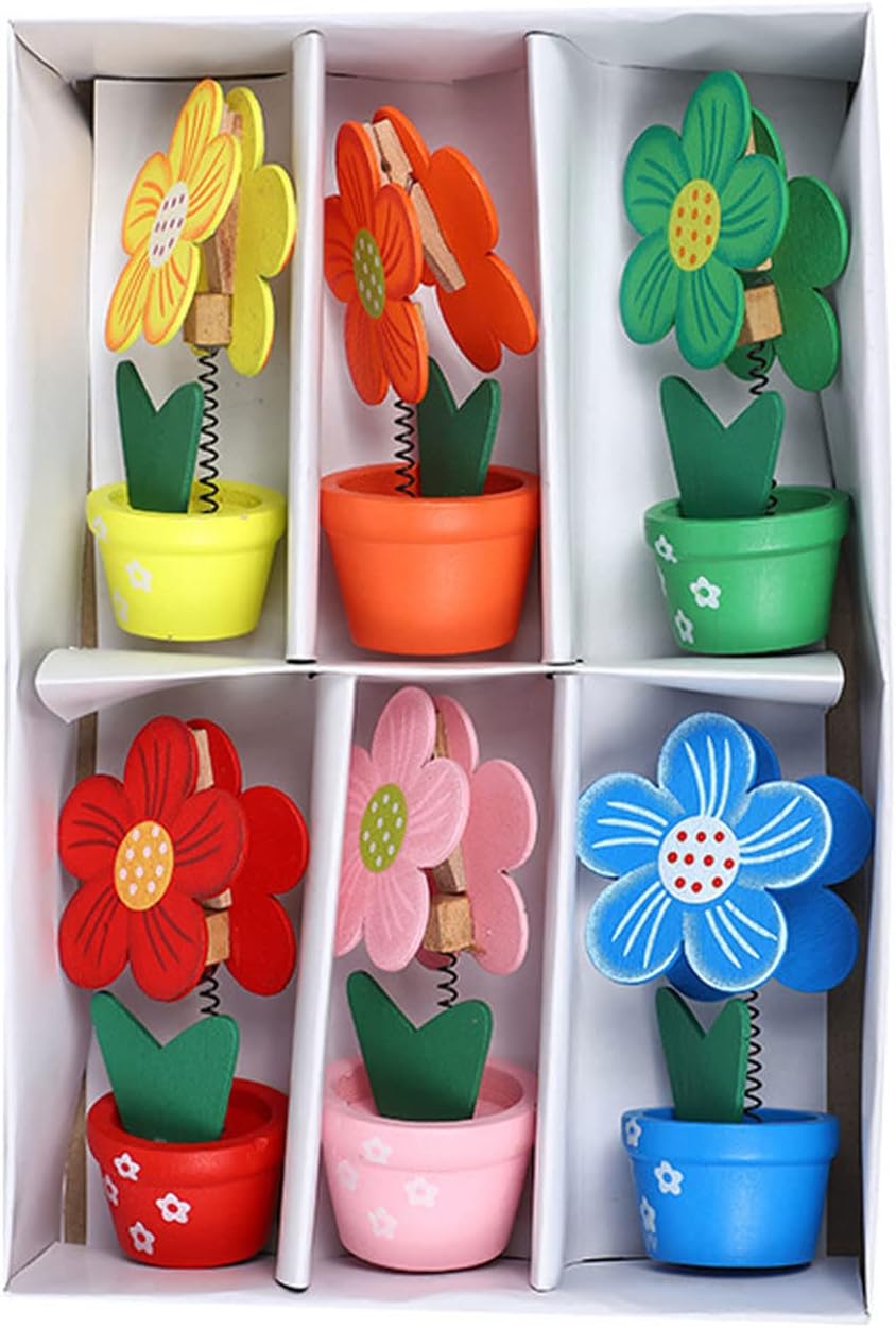6 pcs Cute Flower Table Card Memo Holder Stand, Table Photo Display Clip Stand for Monmory Photo Picture Memo Cards Paper Note Postcards Wedding Number Card Display