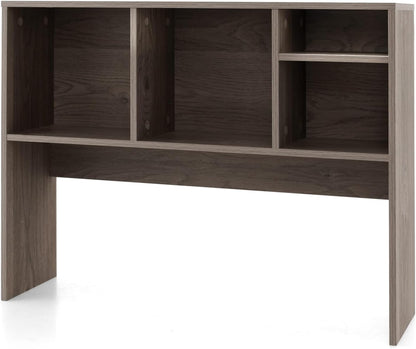 Desktop Bookshelf, Countertop Storage Hutch with 5 Shelves for Computer Desk, Desk 3-Tier Display Rack, Multipurpose Wood Desktop Hutch Storage Organizer for Dorm Office Home