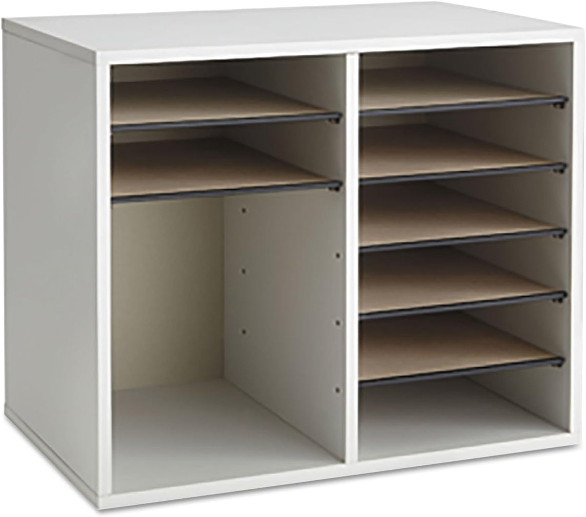 Safco 9422GR Wood Adjustable Literature & Paper Organizer, 16 Adjustable Compratment, Stackable Durable Construction, Home, Office, Mailroom, Classroom Mailbox , Gray