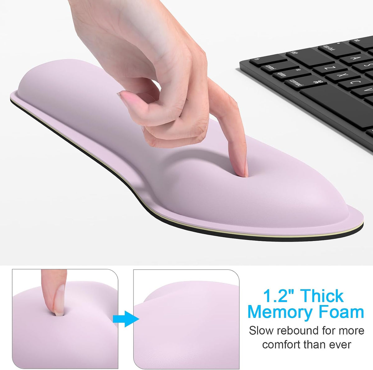 Mouse Wrist Rest, Ergonomic Memory Foam Mouse Wrist for Computer Desk Mats Support, PU Leather Hand Rest Pad Cushion for Gaming, Laptop, Men, Women, Pain Relief & Easy Typing, Black