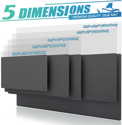 K KNODEL Large Office Leather Desk Mat, Mouse and Keyboard Pad, Computer and Laptop Mat, Desktop Protector and Cover, Writing Pad and Blotter (31.5"x15.7", Black)