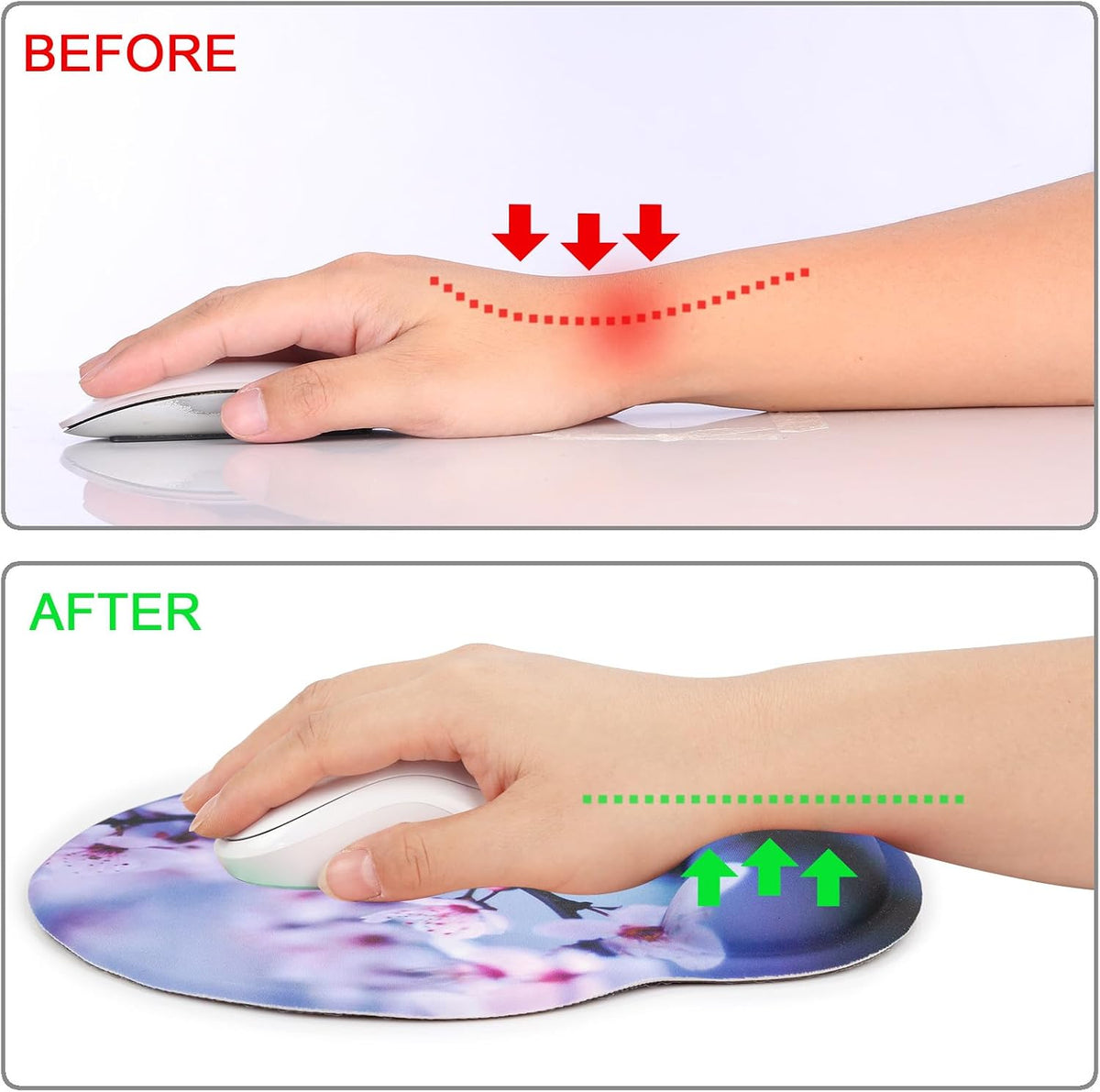 Ergonomic Mouse Pad with Wrist Support Rest,Large Mousepad Gel Wrist Rest, with Coaster Non-Slip & Pain Relief for Computer, Desk, Home&Office-Beach - Colors B
