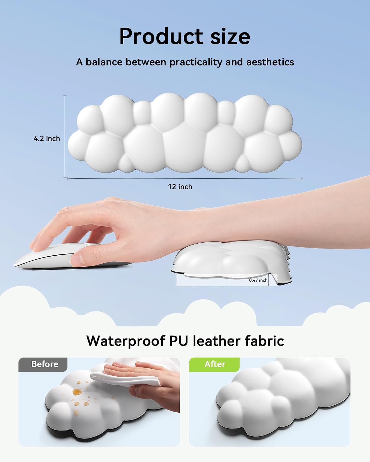Laborio Elbow Pad for Desk, 2-Pack L-Shaped Desk Edge Arm Rest Cloud Wrist Rest, Non-Slip Memory Foam Wrist Pads, Black Wrist Support for Keyboard, Mouse, Laptop