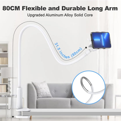 Gooseneck Cell Phone Holder, Universal 360 Flexible Phone Stand Lazy Bracket Mount Long Arms Clamp for Phone 13 Pro Xs Max XR X 8 7 6 6s Plus and Other 3.5~6.7'' Device (Black)